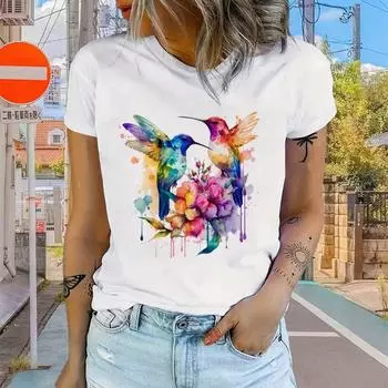Модная женская футболка с красивыми цветами, растениями, животными, буквенным принтом, забавная повседневная футболка с круглым вырезом и короткими рукавами, летняя женская футболка XS розовый