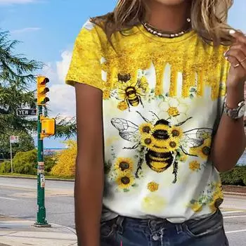 Модная женская футболка с красочным принтом 3D-животных, забавная повседневная футболка с круглым вырезом и короткими рукавами, летняя женская футболка XS фиолетовый