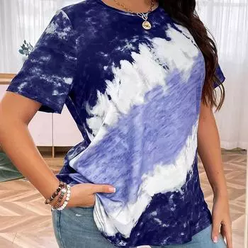 Модная женская футболка с красочным принтом в виде капель чернил, забавная повседневная футболка с круглым вырезом и короткими рукавами, летняя женская футболка XS фиолетовый