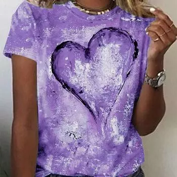 Модная женская футболка с креативным принтом «Любовь», забавная повседневная футболка с круглым вырезом и короткими рукавами, летняя женская футболка