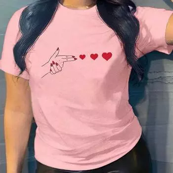 Модная женская футболка с круглым вырезом и короткими рукавами Launch Love Футболка с принтом Забавная повседневная летняя женская футболка XS розовый