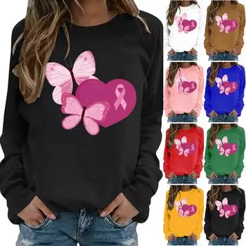 Модная женская футболка с круглым вырезом и длинным рукавом с принтом, блузка, топы L чёрный