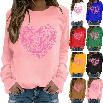 Модная женская футболка с круглым вырезом и длинным рукавом с принтом, блузка, топы L чёрный