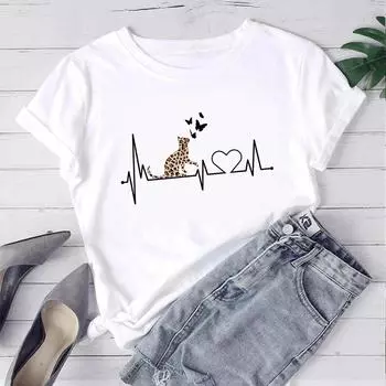 Модная женская футболка с милым принтом кота, забавная повседневная футболка с круглым вырезом и короткими рукавами, летняя женская футболка XS розовый