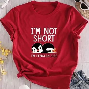 Модная женская футболка с принтом алфавита и пингвина, забавная повседневная футболка с круглым вырезом и короткими рукавами, летняя женская футболка XS розовый