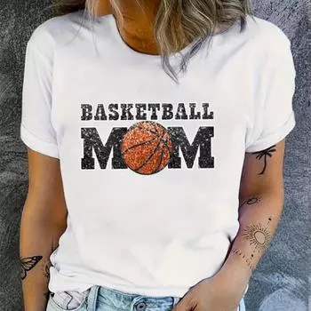Модная женская футболка с принтом «баскетбольная мечта», забавная повседневная футболка с круглым вырезом и короткими рукавами, летняя женская футболка XS белый
