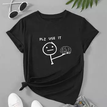 Модная женская футболка с принтом человеческого мозга, забавная повседневная футболка с круглым вырезом и короткими рукавами, летняя женская футболка