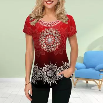 Модная женская футболка с принтом цветка лотоса, забавная повседневная футболка с круглым вырезом и короткими рукавами, летняя женская футболка XS синий