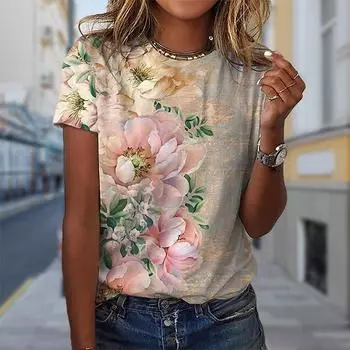 Модная женская футболка с принтом цветов бегонии, забавная повседневная футболка с круглым вырезом и короткими рукавами, летняя женская футболка XS белый