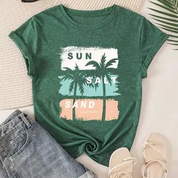 Модная женская футболка с принтом дерева, забавная повседневная футболка с круглым вырезом и короткими рукавами, летняя женская футболка XS розовый