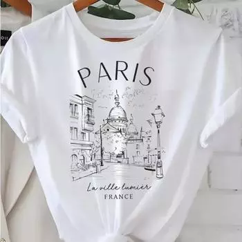 Модная женская футболка с принтом Fresh Castle Lake Tour, забавная повседневная футболка с круглым вырезом и короткими рукавами, летняя женская футболка XS белый