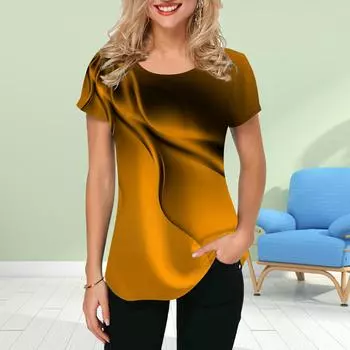 Модная женская футболка с принтом «Голубая рябь на воде», забавная повседневная футболка с круглым вырезом и короткими рукавами, летняя женская футболка XS синий