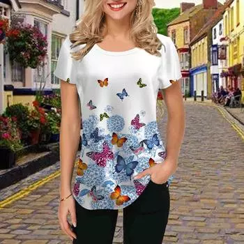 Модная женская футболка с принтом гортензии, забавная повседневная футболка с круглым вырезом и короткими рукавами, летняя женская футболка XS розовый