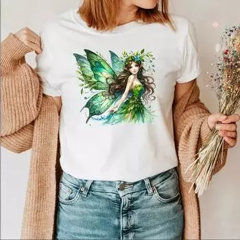 Модная женская футболка с принтом Green Genie, забавная повседневная футболка с круглым вырезом и короткими рукавами, летняя женская футболка XS зелёный