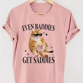 Модная женская футболка с принтом «ленивый кот», забавная повседневная футболка с круглым вырезом и короткими рукавами, летняя женская футболка XS розовый