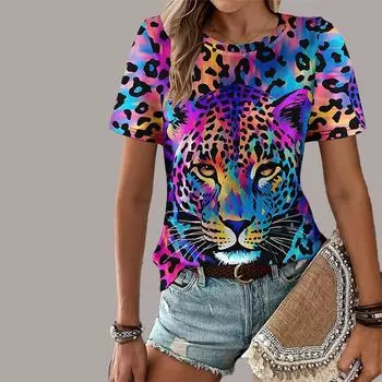 Модная женская футболка с принтом «Лесной король», забавная повседневная футболка с круглым вырезом и коротким рукавом, летняя женская футболка XS фиолетовый