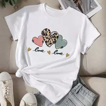 Модная женская футболка с принтом «Любовь», забавная повседневная футболка с круглым вырезом и короткими рукавами, летняя женская футболка XS розовый