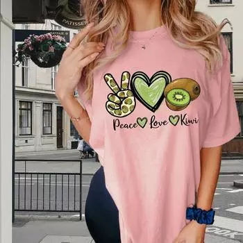 Модная женская футболка с принтом «пальцы киви», забавная повседневная футболка с круглым вырезом и короткими рукавами, летняя женская футболка XS розовый