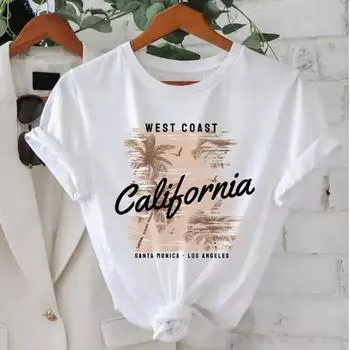 Модная женская футболка с принтом «Пляжное дерево», забавная повседневная футболка с круглым вырезом и короткими рукавами, летняя женская футболка XS розовый