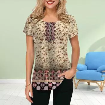 Модная женская футболка с принтом полевых цветов, забавная повседневная футболка с круглым вырезом и короткими рукавами, летняя женская футболка XS синий