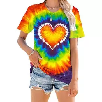 Модная женская футболка с принтом «Радиальная любовь», забавная повседневная футболка с круглым вырезом и короткими рукавами, летняя женская футболка XS жёлтый