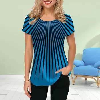 Модная женская футболка с принтом Radiation Column, забавная повседневная футболка с круглым вырезом и короткими рукавами, летняя женская футболка XS синий