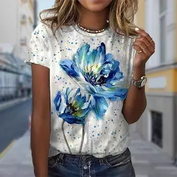 Модная женская футболка с принтом ромашки, забавная повседневная футболка с круглым вырезом и короткими рукавами, летняя женская футболка XS зелёный