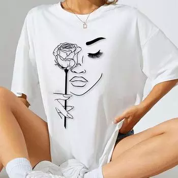Модная женская футболка с принтом розы, забавная повседневная футболка с круглым вырезом и короткими рукавами, летняя женская футболка XS розовый