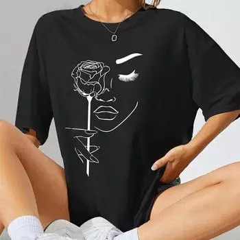 Модная женская футболка с принтом розы, забавная повседневная футболка с круглым вырезом и короткими рукавами, летняя женская футболка XS розовый