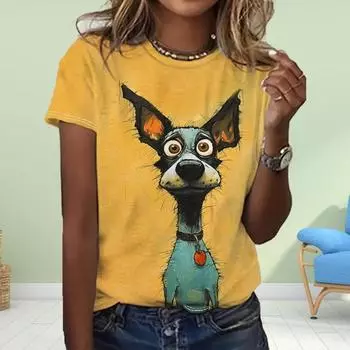 Модная женская футболка с принтом сиба-ину, забавная повседневная футболка с круглым вырезом и короткими рукавами, летняя женская футболка XS синий