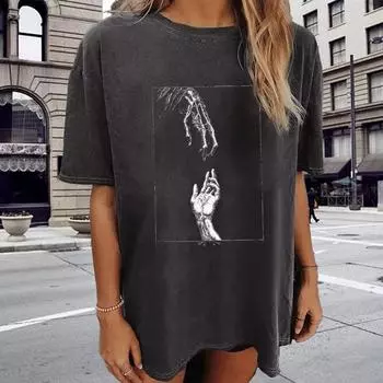 Модная женская футболка с принтом скелета, забавная повседневная футболка с круглым вырезом и короткими рукавами, летняя женская футболка XS чёрный
