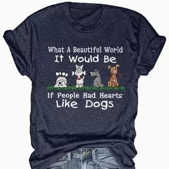 Модная женская футболка с принтом собаки и алфавита, забавная повседневная футболка с круглым вырезом и короткими рукавами, летняя женская футболка XS розовый