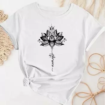 Модная женская футболка с принтом «Тотем лотоса» и фиолетовым кольцом, забавная повседневная футболка с круглым вырезом и короткими рукавами, летняя женская футболка XS розовый