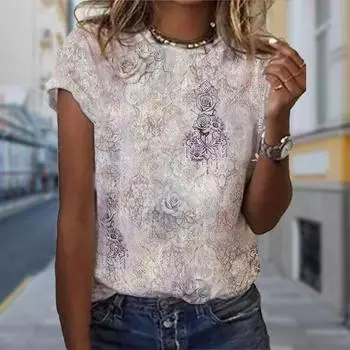 Модная женская футболка с принтом в стиле ретро, забавная повседневная футболка с круглым вырезом и короткими рукавами, летняя женская футболка XS фиолетовый