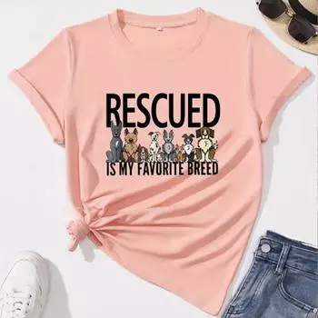 Модная женская футболка с принтом в виде собаки из аниме, алфавита, забавная повседневная футболка с круглым вырезом и короткими рукавами, летняя женская футболка XS розовый