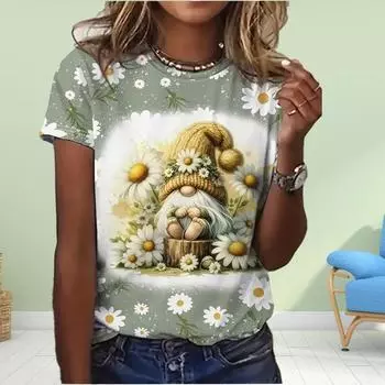 Модная женская футболка с принтом в виде рождественской шапки в конфетных цветах, забавная повседневная футболка с короткими рукавами и круглым вырезом, летняя женская футболка XS синий