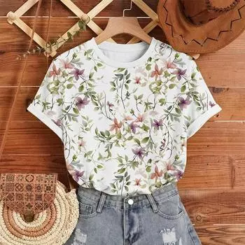 Модная женская футболка с принтом в виде цветка и чернил, забавная повседневная футболка с круглым вырезом и короткими рукавами, летняя женская футболка 2XL жёлтый