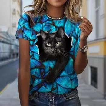 Модная женская футболка с принтом, забавная повседневная футболка с круглым вырезом и короткими рукавами, летняя женская футболка XS белый