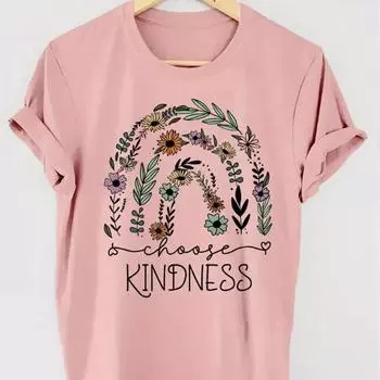 Модная женская футболка с радужным принтом растений, забавная повседневная футболка с круглым вырезом и короткими рукавами, летняя женская футболка XS розовый