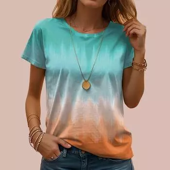 Модная женская футболка с разноцветным принтом, забавная повседневная футболка с круглым вырезом и короткими рукавами, летняя женская футболка XS фиолетовый