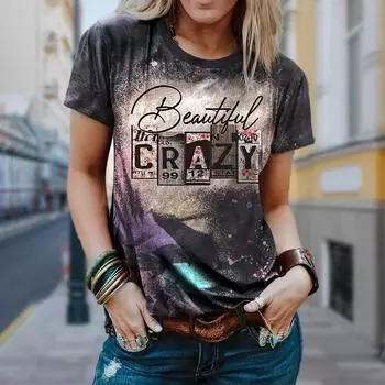 Модная женская футболка с сумасшедшим шрифтом, забавная повседневная футболка с круглым вырезом и короткими рукавами, летняя женская футболка XS серый