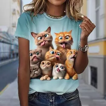 Модная женская футболка с ужасающим котом и армией, забавная повседневная футболка с круглым вырезом и короткими рукавами, летняя женская футболка XS белый