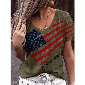 Модная женская футболка с V-образным вырезом, летние повседневные топы с коротким рукавом, универсальные узоры в полоску, свободная женская одежда большого размера S