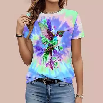 Модная женская футболка с животным принтом, забавная повседневная футболка с круглым вырезом и короткими рукавами, летняя женская футболка XS розовый