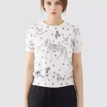 Модная женская футболка со звездами и круглым вырезом, женская одежда с принтом, уличная забавная футболка для девочек, новая футболка в стиле Харадзюку B-008 S белый