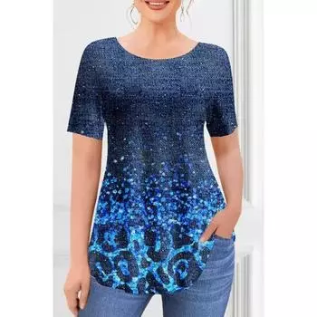 Модная женская футболка в полоску с принтом градиента и V-образным вырезом с короткими рукавами, базовые топы, уличная одежда, летняя одежда больших размеров, женские футболки S