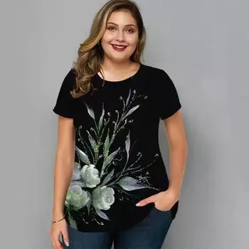 Модная женская футболка в полоску с принтом градиента и V-образным вырезом с короткими рукавами, базовые топы, уличная одежда, летняя одежда больших размеров, женские футболки S