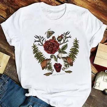 Модная женская футболка в стиле ретро с цветочным принтом, женская модная одежда, летняя женская футболка с короткими рукавами и рисунком, футболка с узором