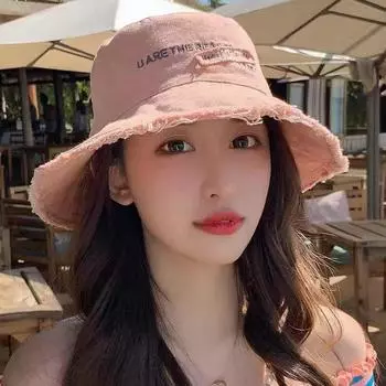 Модная женская хлопковая панама, женская летняя осенняя солнцезащитная кепка в рыбацком стиле, уличная пляжная кепка от солнца, шляпа для женщин 54-58cm розовый