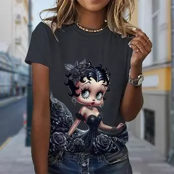 Модная женская игривая футболка для девочек, забавная повседневная футболка с круглым вырезом и короткими рукавами, летняя женская футболка XS белый